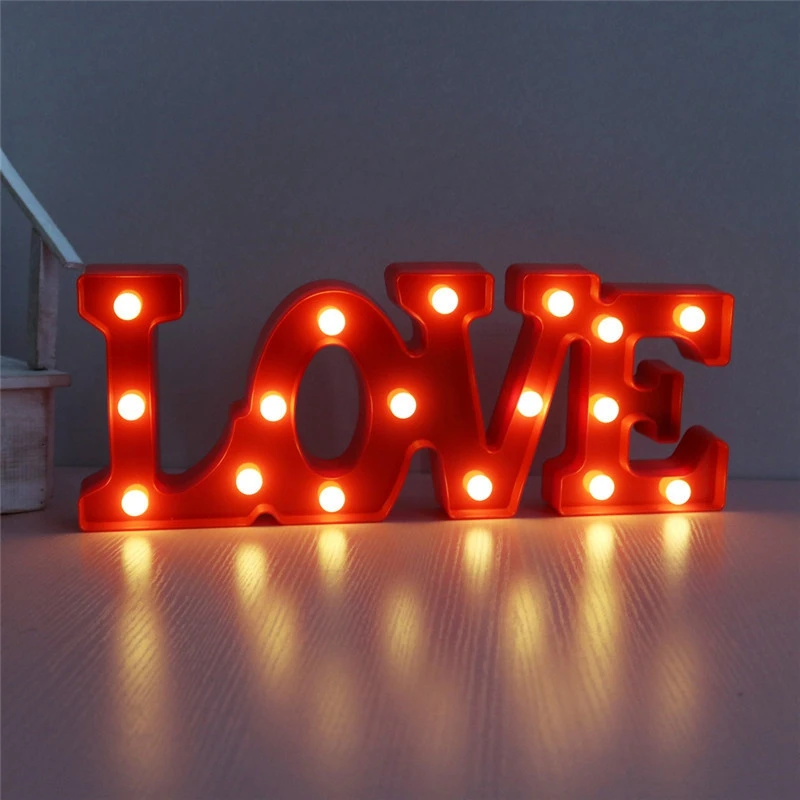 

Romantic 3D LOVE LED Letter Sign Night Light Marquee Warm Light Table Lamp Lanterns Nightlights for Wedding Decor Lovers Gifts