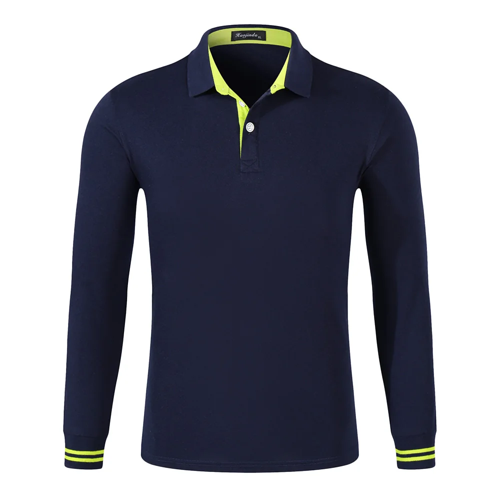 Navy blue Осенние женские хлопковые тонкие рубашки поло с длинными рукавами, модные однотонные Топы больших размеров, английская пара, однотонная женская тенниска Настройка рабочей одежды поло белое женское футбрлки поло - Цвет: Navy blue