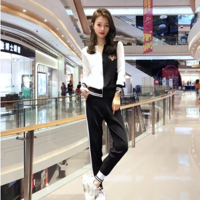 

2019 winter Autumn women's suit knit sweater pants sports casual fashion two-piece