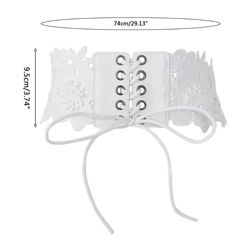 

Women Lace Up Corset Waist Belt Lace Floral Hollow Out Elastic Waistband Bandage LX9E