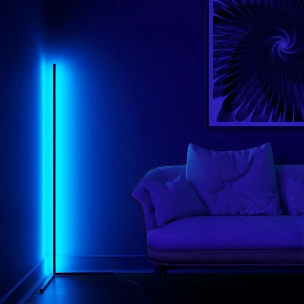 Светодиодный RGB угловая Напольная Лампа для спальни прикроватная подставка