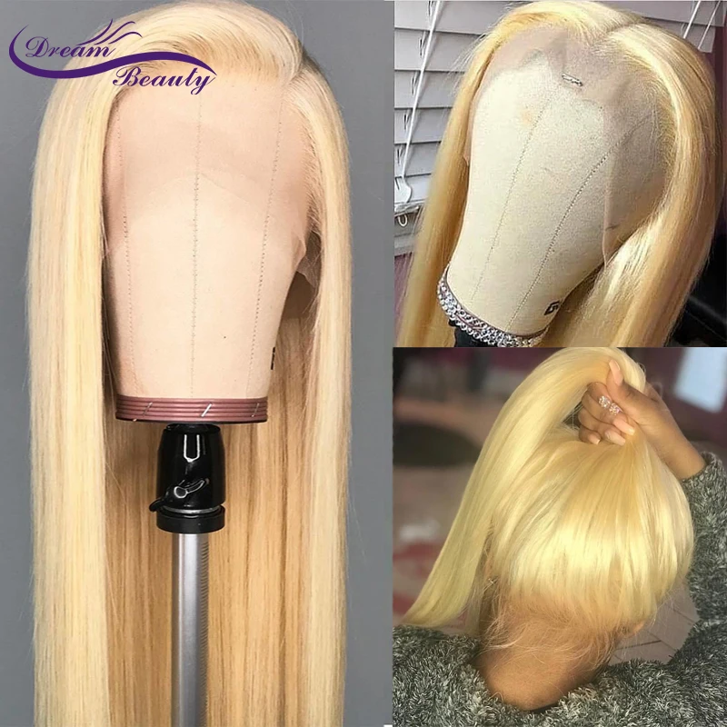 Online #613 Blonde Perücken 180% Dichte Seidige Gerade Brasilianische Remy Menschenhaar lace front Perücke 613 Spitze Vorne Menschliches Haar perücke Traum Schönheit