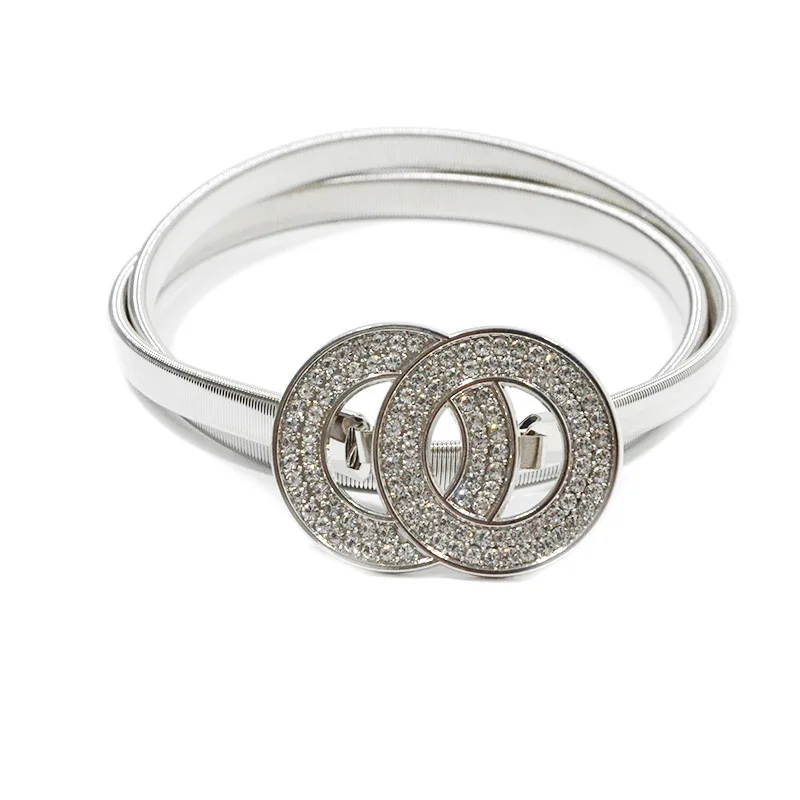 

Luxury The New Sweet Cute Rhinestone Inlaid Buckle 1Cm Wide Metal Thin Belt Ladies New Metal Spring Waist Chain