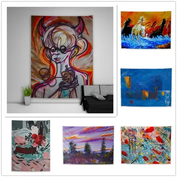 

Abstract Trippy Colorful Tapestry Art Wall Hanging Sofa Table Bed Cover Home Decor Dorm Gift