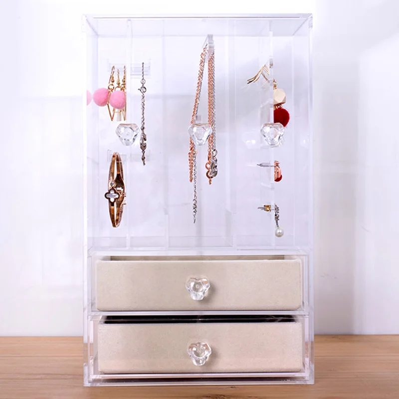 

Creative Home Desktop Storage Box-Style Transparent Multilayer Jewelry Box Earrings Ear Stud Necklace Display Stand