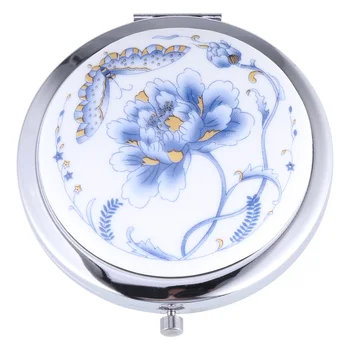 

1 Pc Makeup Mirror Portable Round 7CM Diameter Double-sided Mirror Metal Mirror Folding Mirror for Travel Business Trip Home