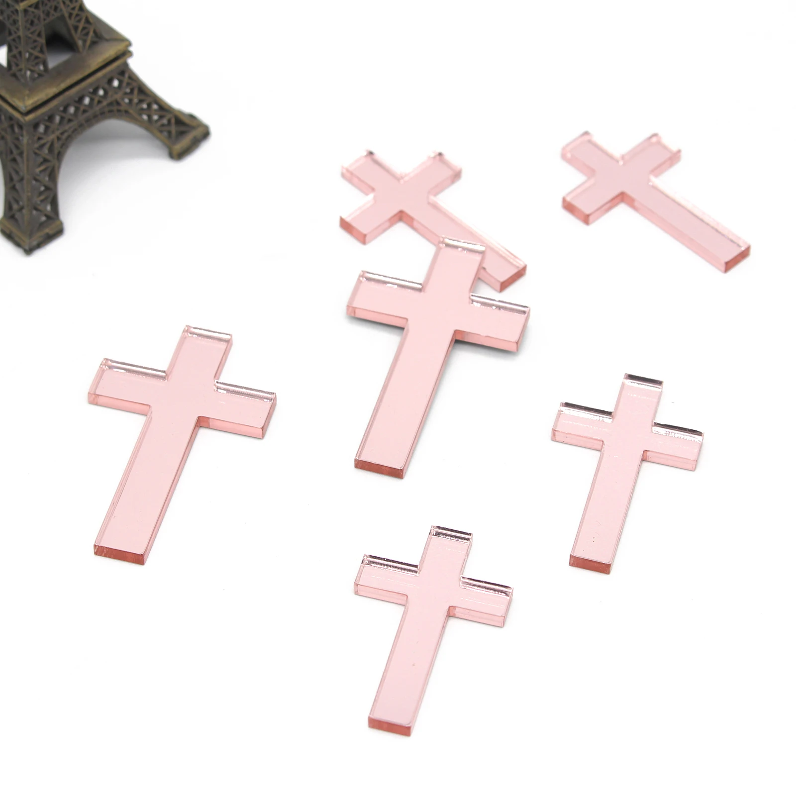 96 шт. лазерная резка розовое золото зеркальные кресты на заказ вечерние