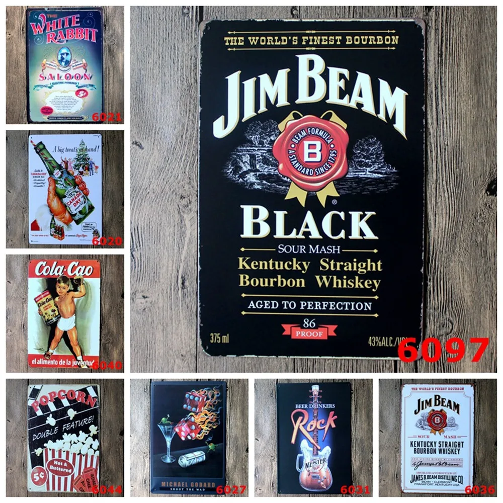 Vintage Metal Signs Of The World's Finest Bourbon Jim Beam Black Sour Mash  Kentucky Straight Bourbon Whiskey Tiki Bar Decorative - Plaques & Signs -  AliExpress