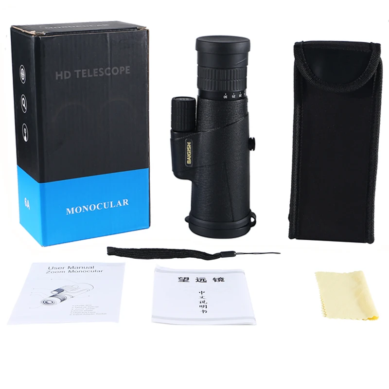 Baigish 10-30x42 зум Монокуляр мощный военный телескоп BAK4 призма Бинокль Зрительная труба для охоты большой окуляр объектив