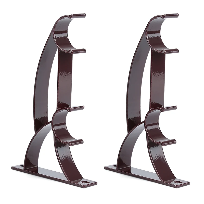 2 Pcs Hanging Curtain Hanging Rod Clamp Hooks Burtain Pole Bracket Double Rod Holder Rack Heavy Duty Metal Durable Base