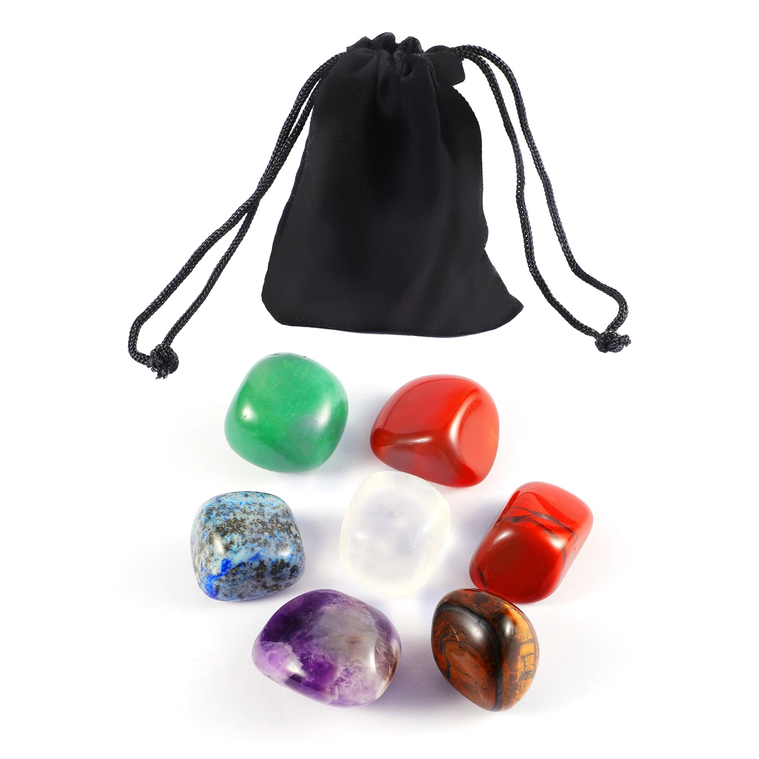 7 Uds piedras de Chakra-reiki curación cristales para la curación Chakra de meditación equilibrio o Ritual bolsa de embalaje