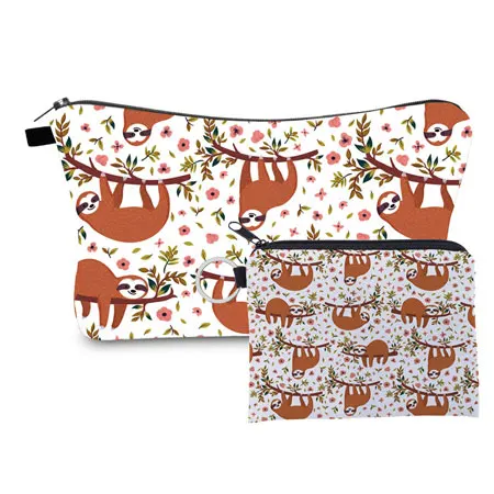 Jom Tokoy 2 PCS Printed Makeup Bag Cute Animal Pattern Cosmetic Bag Set for Women Combination Gift Organizer Bag HLZH216