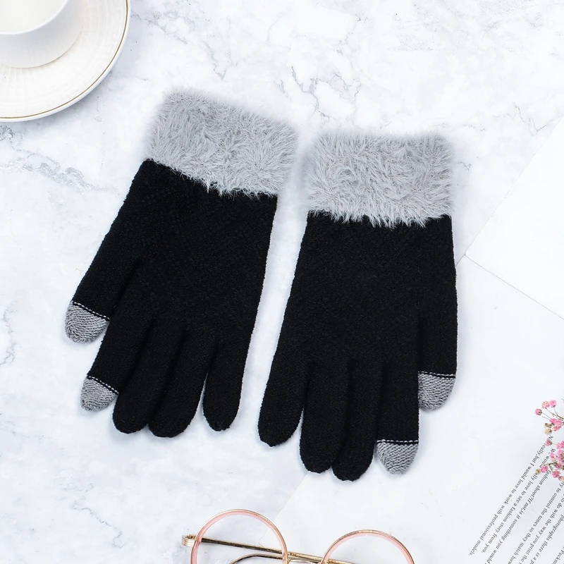 Зимние женские вязаные перчатки с сенсорным экраном, женские перчатки на запястье, плотные теплые мягкие эластичные вязаные рукавицы Женские варежки