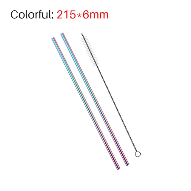 2Pcs Colorful-B 4 шт./компл. многоразовые Нержавеющая сталь соломенная шляпа с чистящая щетка или коробка для соломинок экологически чистый металл питьевой набор соломинок для Стекло кружка - Цвет: 2Pcs Colorful-B