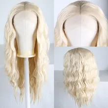 Bombshell длинные белые натуральные волнистые синтетические 13*3 парики на кружеве бесклеевые термостойкие волокна волос средний пробор для женщин парики