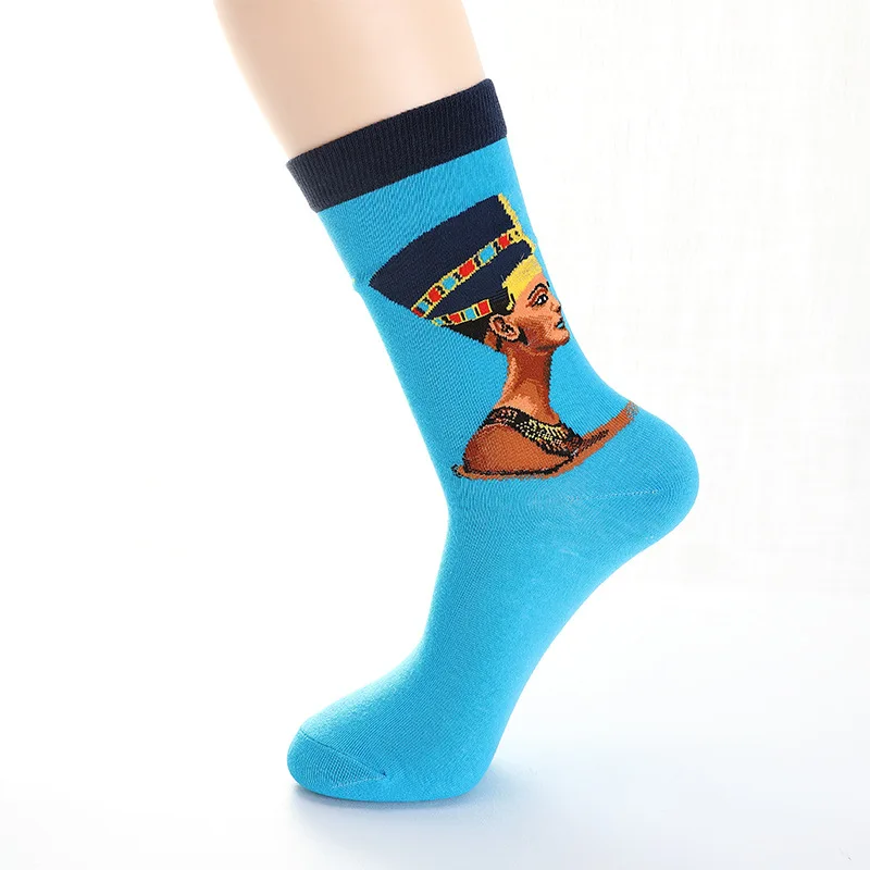 1 пара забавных осенних и зимних женских носков в стиле ретро с изображением Ван Гога, знаменитая серия масляной живописи, забавные носки