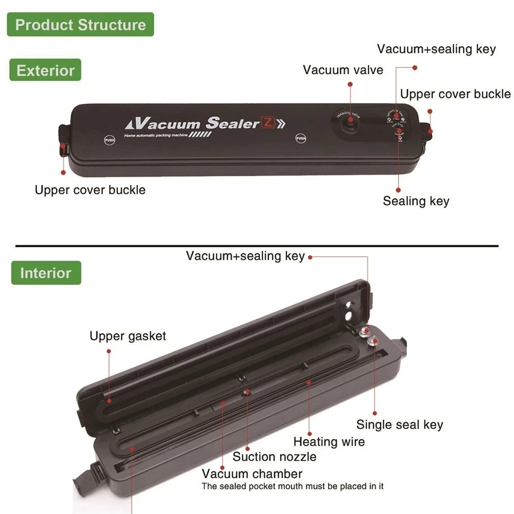 Bag Sealer Portable Sealing Machine Food Vacuum Sealer Mi Vacuum Sealer Packaging Machine Household Food Automatic Vacuum Sealing Machine Small Plastic Sealing Ma
