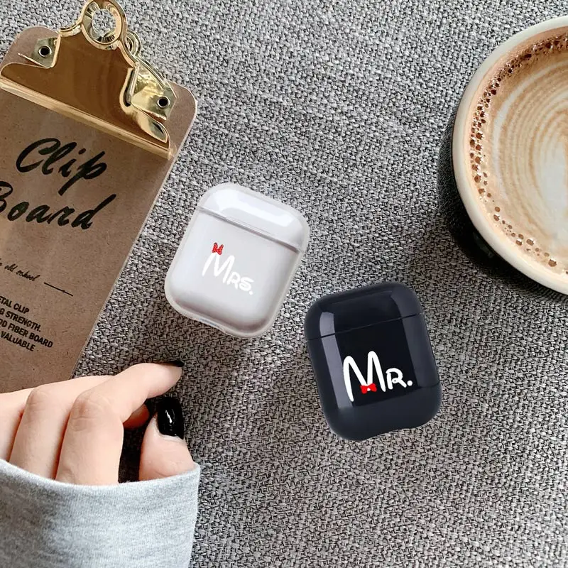 Роскошные слова пара наушники чехол для Apple airpods Mr Mrs Bluetooth наушники чехол для Airpods наушники жесткие элементы чехол