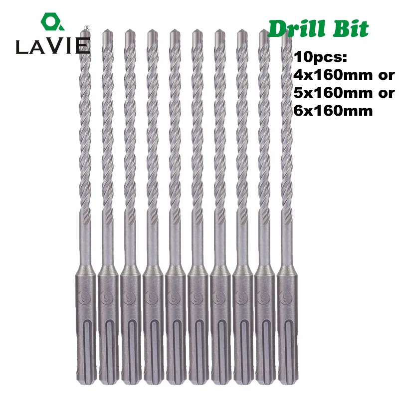 LAVIE 10pc/Lot 4mm 5mm 6mm Electric Hammer SDS Plus Drill Bits Set 160mm Concrete Wall Brick Block Masonry Hole Saw Drilling 013 |