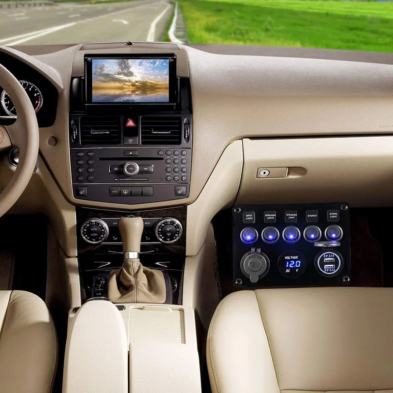 Coche Marina barco 5-12 V USB ON-OFF impermeable circuito LED azul interruptor basculante ligero Pa