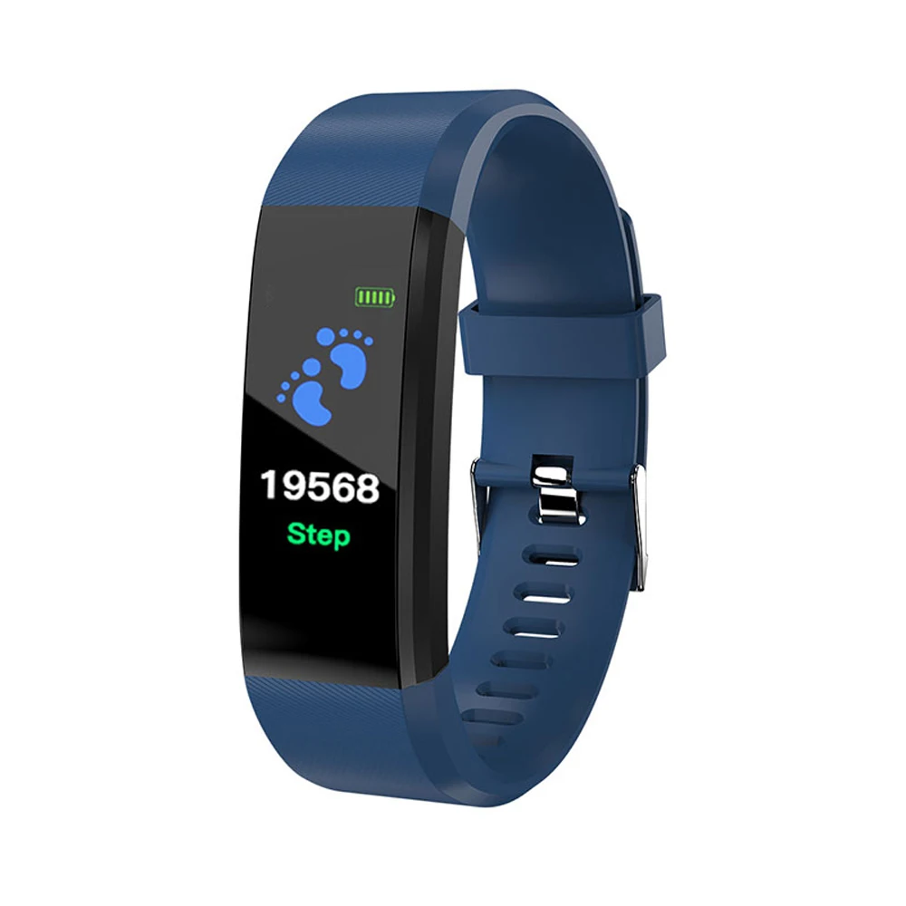 Спортивный Bluetooth IPX7 водонепроницаемый умный браслет с функцией мониторинга сердечного ритма и шагомером - Цвет: Синий