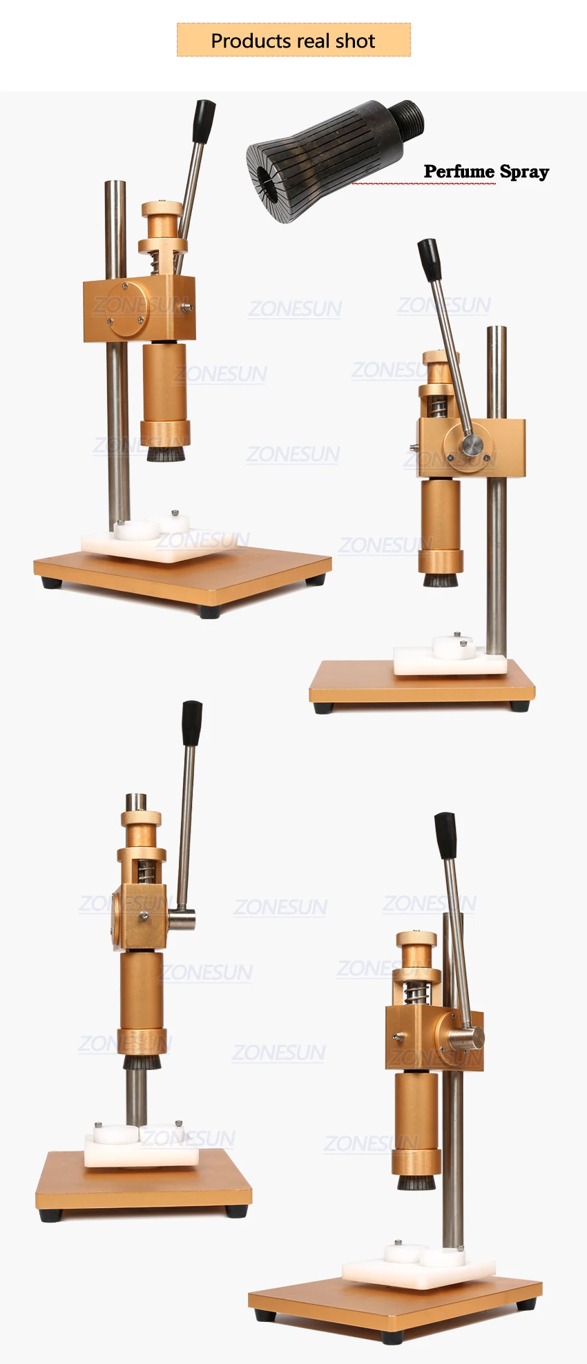ZONESUN 13/15/18/20 мм двойной Применение ручной флакон насос обжимной станок для опрыскиватель воротник кольцо укупорочная машина для парфюма
