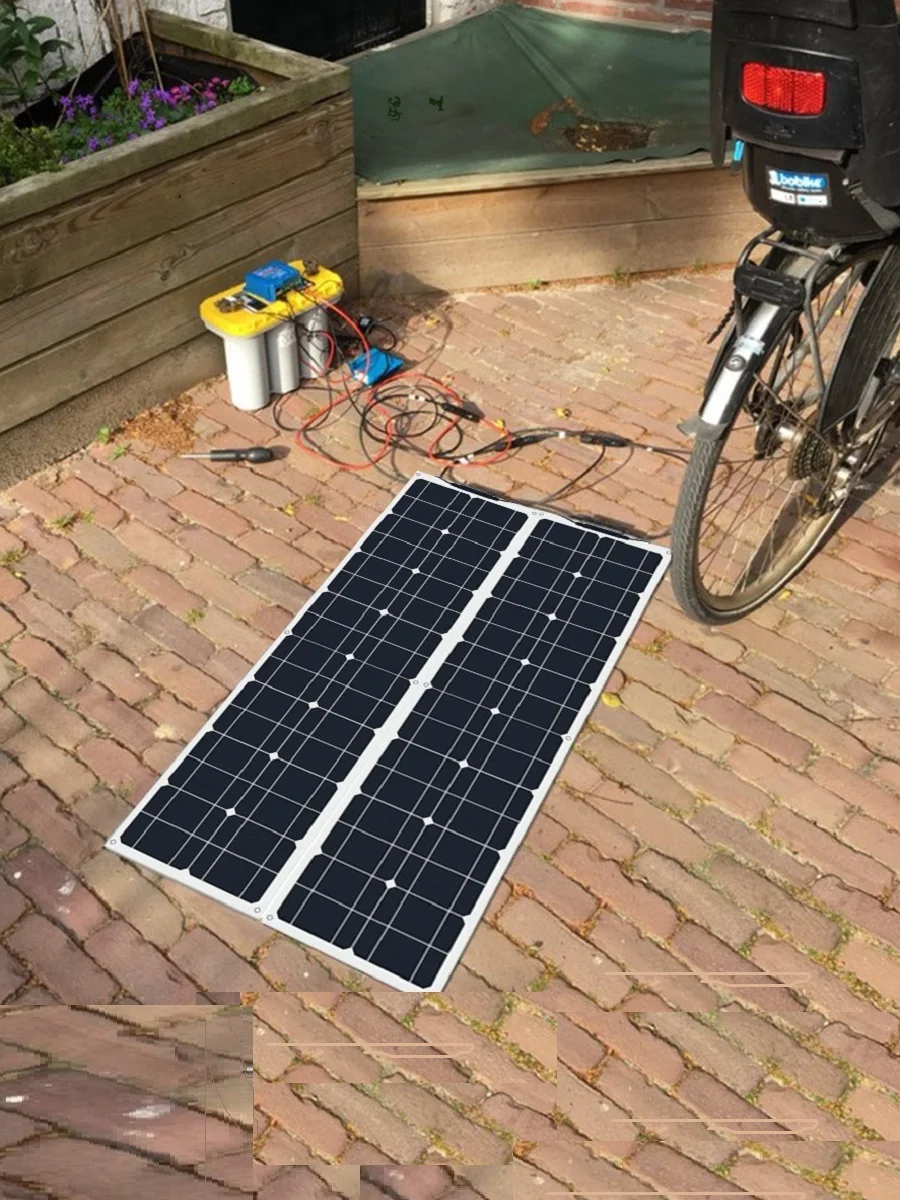 Fotovoltaicos para Acampamento ao ar Flexível Monocristalino Estreito Impermeável 100w 200 300 Painéis Solares Livre 24v 5v 12v 50w 150w - Image 6