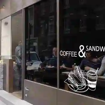 

Coffee Shop Sticker Bean Tea Sanwich Decal Cafe Cup Poster Vinyl Art Wall Decor Mural Decoration Break Bread Coffee Glass Decals