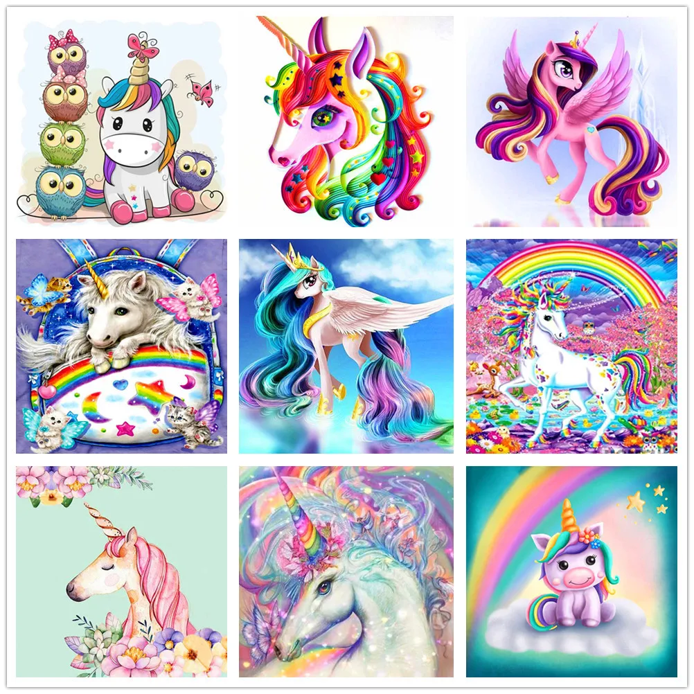 Children's Handmade Paste Diy5d Diamond Painting Full of Unicorn Embroidery Cross Stitch Manufacturer Supply | Дом и сад