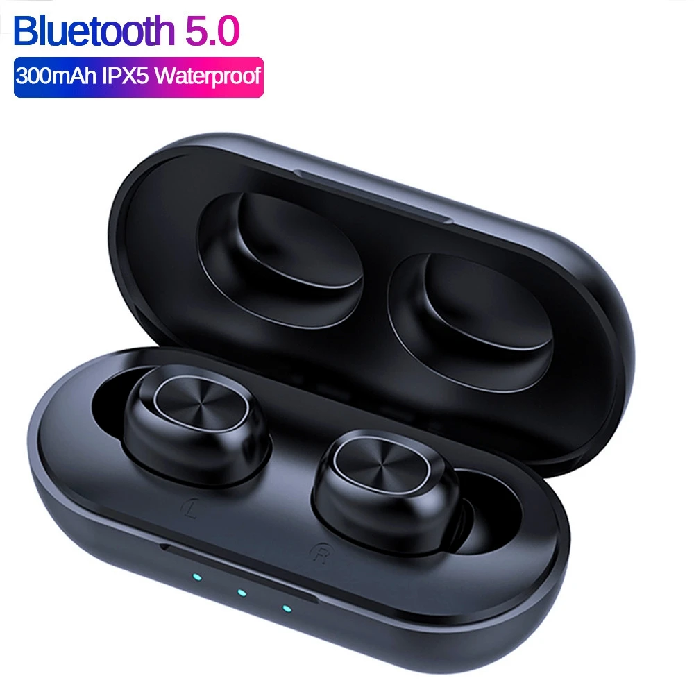 B5 TWS беспроводные наушники водонепроницаемые 9D стерео музыкальные гарнитуры Bluetooth 5,0 наушники с сенсорным управлением 300 мАч Зарядное устройство - Цвет: Black