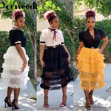 Yooneedi летние Дизайнерские повседневные женские юбки 3 цвета в горошек Женские миди юбки LLS-0266