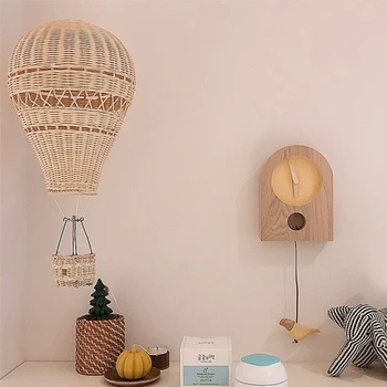 

Handmade Kids Room Decoration Nordic Style Children Bedroom Kindergarten Rattan Hot Air Balloon Craft Wall Hanging Decor