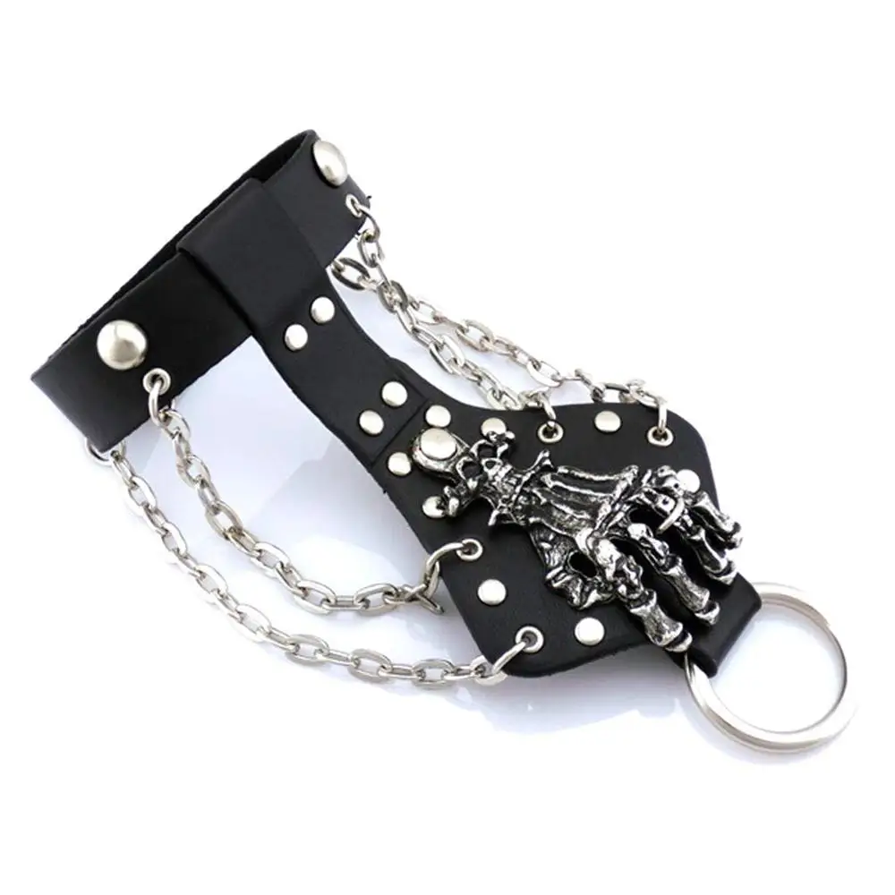 

Unisex Hip Hop Alloy Skull Hand Rivet Chain Bracelet Cool Punk Rock Gothic Skeleton Glove,7"-8"