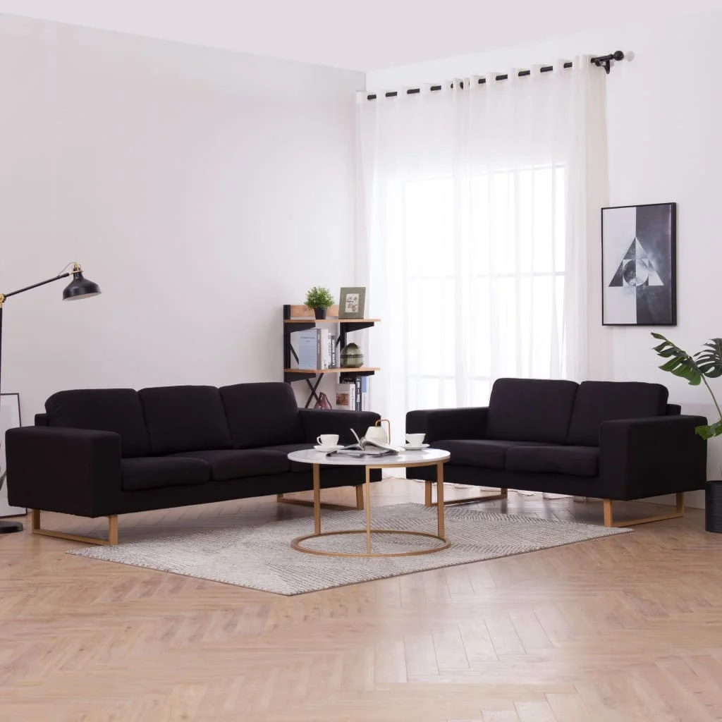 VidaXL Juego de sofas 2 piezas tela negro| |