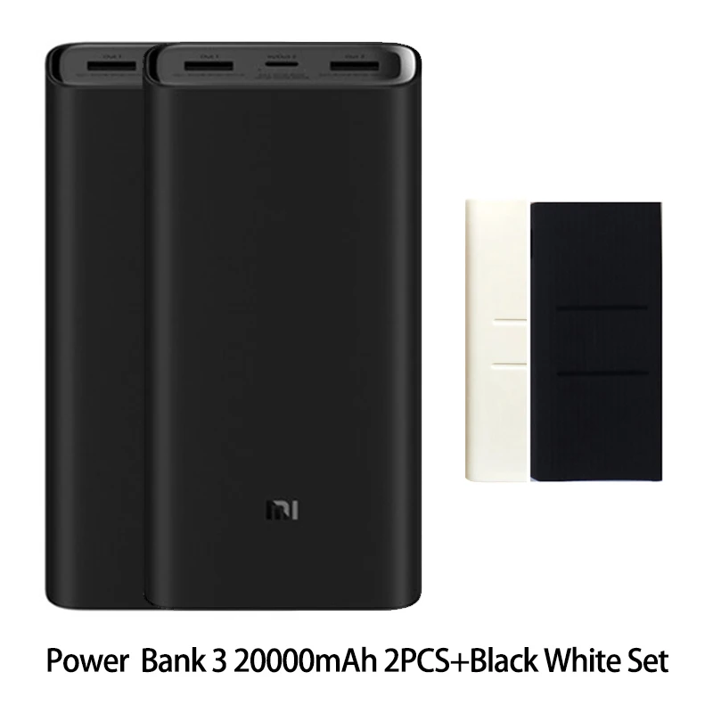 Xiaomi mi power Bank 20000 мАч 3 USB-C 45 Вт три порты вывода PD быстрое зарядное устройство power bank Xiao mi 2C внешний аккумулятор - Цвет: 2 Bank case BW