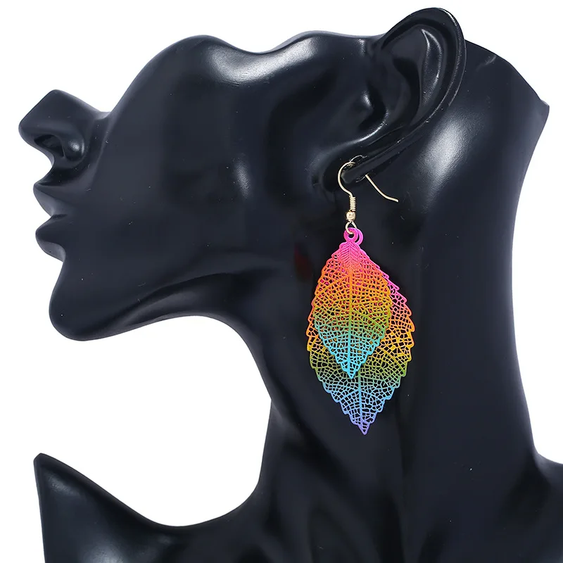 Colorful Leaf Drop Dangle Earrings for women Boho Long Vintage Hollow Earings Fashion Jewelry Pendientes Moda Para Las Mujeres dangle earrings drop earrings long earrings pendant earrings