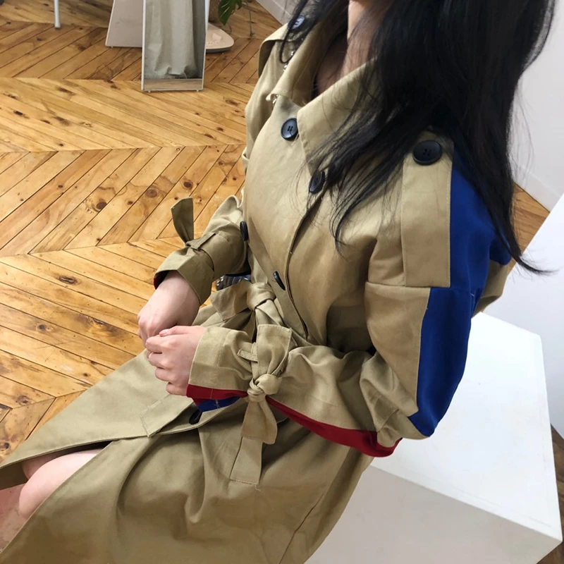 CHEERART, цветной Тренч, пальто для женщин, уличная одежда, верблюжий пояс, карман, пальто, плащ, пальто, осень, мода