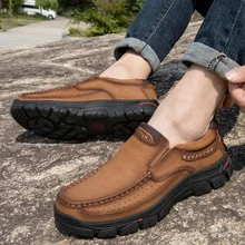 Новинка; Мужская прогулочная обувь из натуральной кожи для отдыха; модная мужская кожаная офисная обувь в деловом стиле; Мужская Уличная Рабочая обувь; размер 46