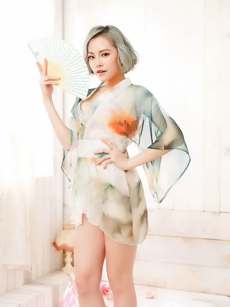 

Sexy Underwear Women's Japanese Kimono Cardigan Japanese Style Floral Print Retro Sexy Pajamas Bathrobe Sexy Clothes for Women