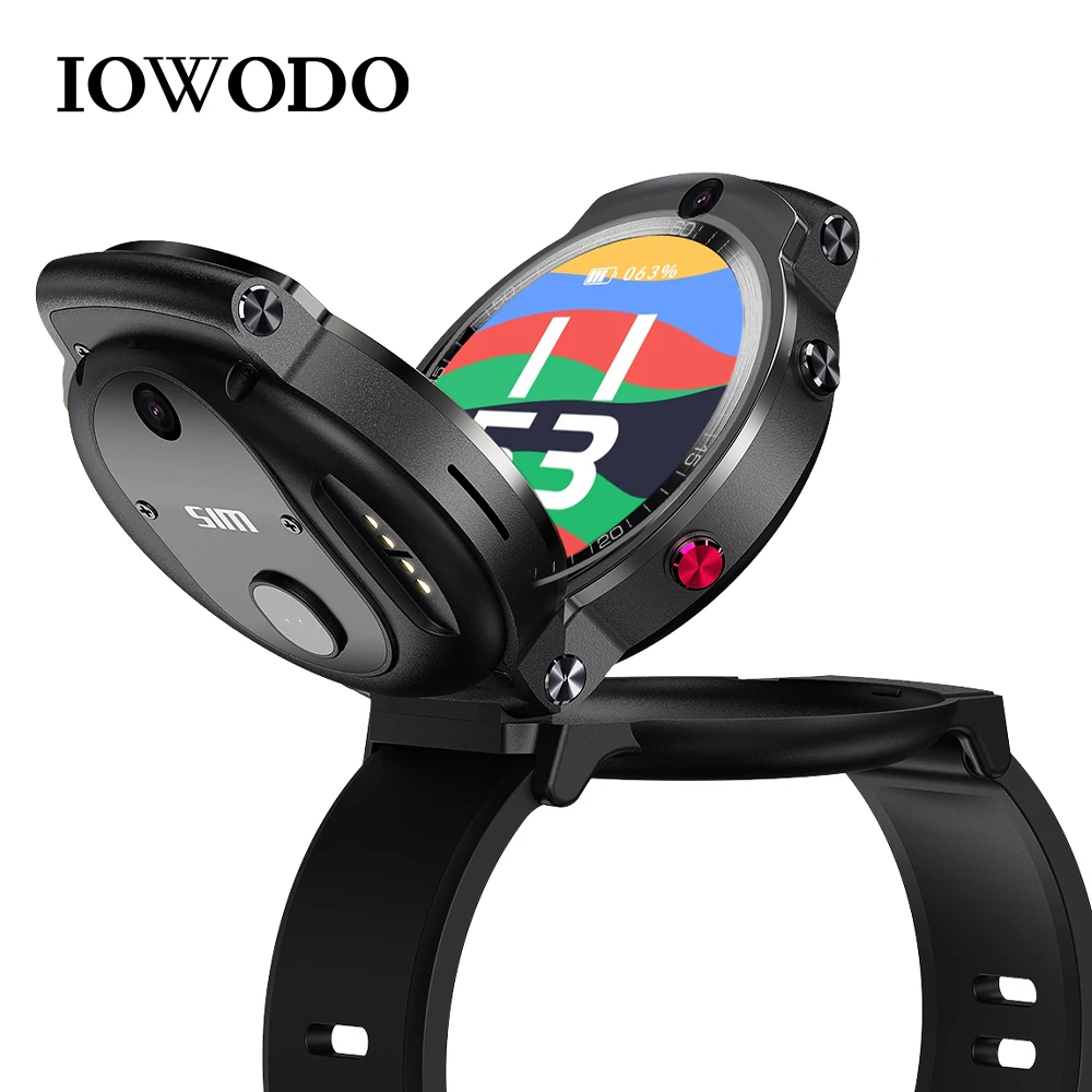 US $160.00 Clamshell Rotating Camera Dual Camera Stylish Round 4G Smart Watch Face Recognition BuiltIn GPS Sports Watch