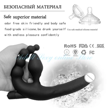 Strapless Strap on Dildo Realistic Dildo Vibrator Massager Lesbian 3 in 1 Vibrator G-Spot Stimulate Clitoris Sex Toy for Couple 5