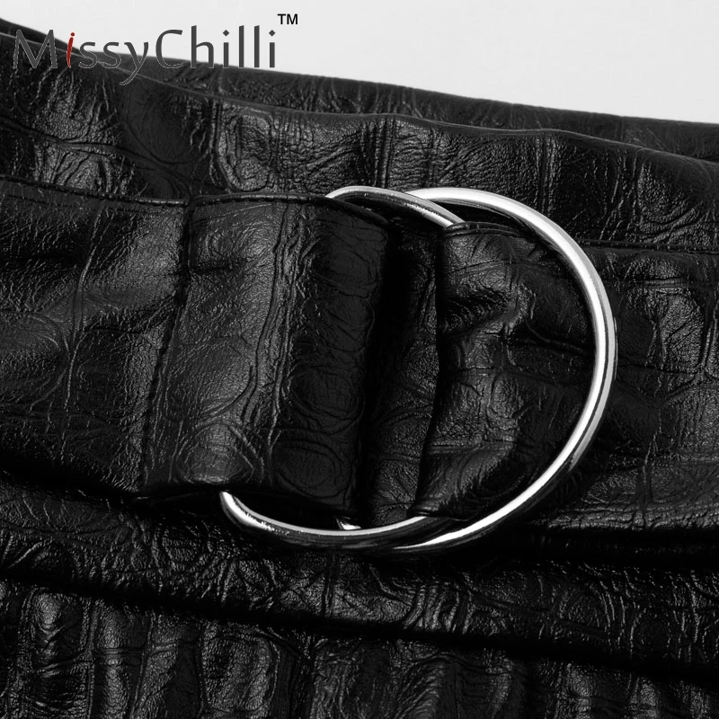 MissyChilli pu кожаные свободные брюки и капри женские черные брюки с высокой талией женские брюки повседневные брюки с поясом женские зимние штаны