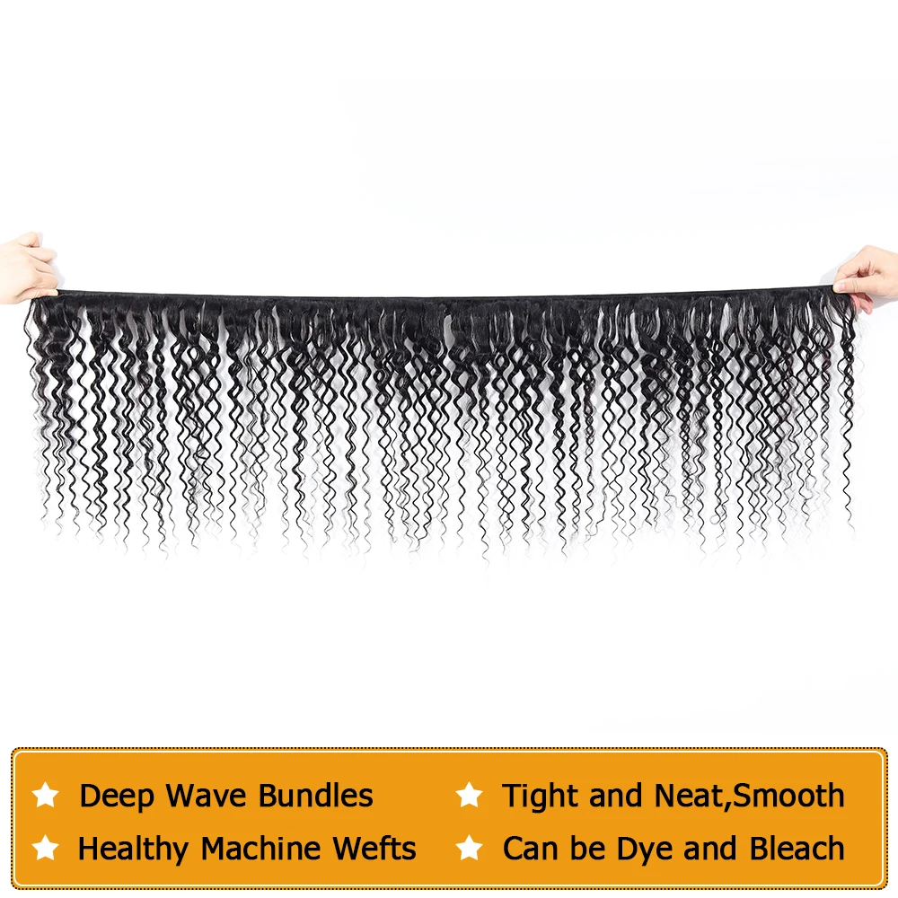 True to Length Deep Wave 3 Bundles Brazilian Human Hair Weave Bundles Take Colorl QThair Remy