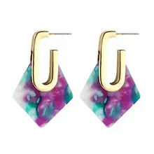 2018 neue Acetat Ohrringe Geometrische Ethnische Frauen Schmuck Übertreiben Mode Drop Q6PF(China)