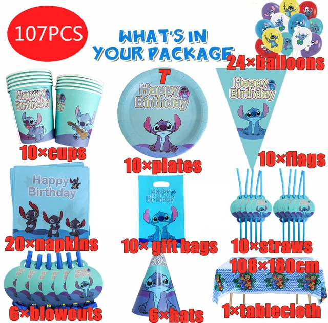 Décoration de fête d'anniversaire Disney Lilo Stitch, vaisselle 1 pièce,  tasse, assiette, ballons, nappe, fournitures de fête de mariage, nouvelle  collection - AliExpress