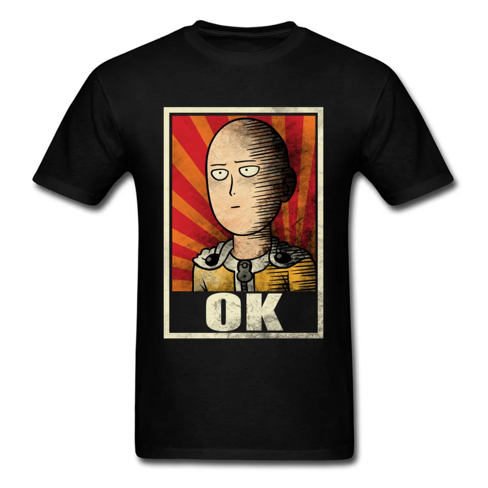OK One Punch Man Футболка супергерой одежда черная Мужская футболка 100% хлопок топы