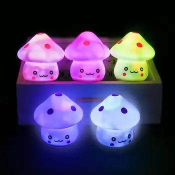

1pc Mushroom Villain Colorful Night Light Cute Baby Children Room Christmas Decoration Bedside 7 Color Led Lamp For Best Gift