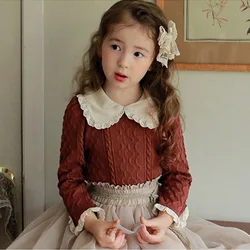 Pull à manches longues en coton pour fille, vêtement doux, couleur unie, 100 150cm, printemps 