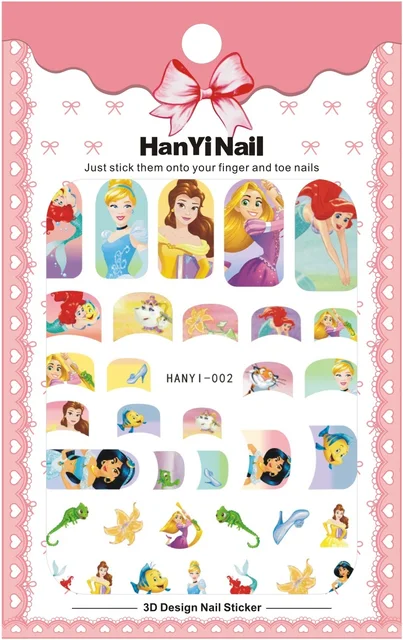 1PCS Disney Cartoon Anime Collection Star Design Nail Sticker Mickey Mouse Donald Duck Lion King Mermaid Stitch Nail Slider HANYI-002