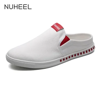 

NUHEEL men's shoes casual shoes fashion wild set of breathable woven shoes one pedal canvas lazy peas shoes men